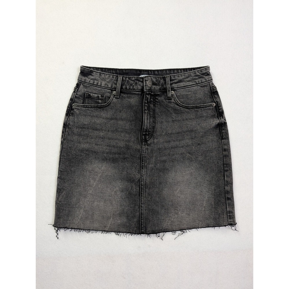 Old Navy Womens Denim Mini Skirt Size 4 Raw Hem Faded Black Gray